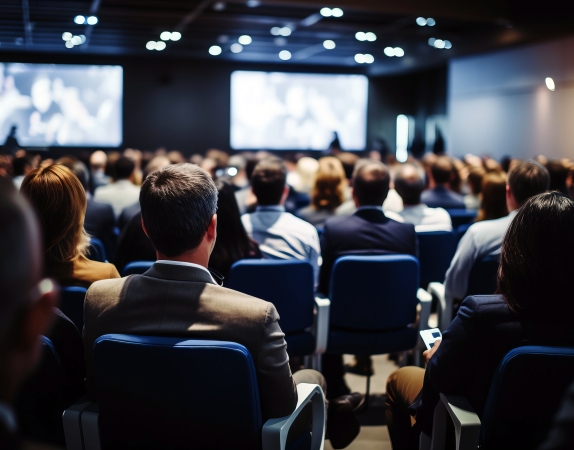 people sitting in audience looking at stage